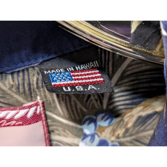 Vintage RJC Palm Trees Beach Hawaiian Blue Short Sleeve Shirt Men's Size L USA - Picture 3 of 9